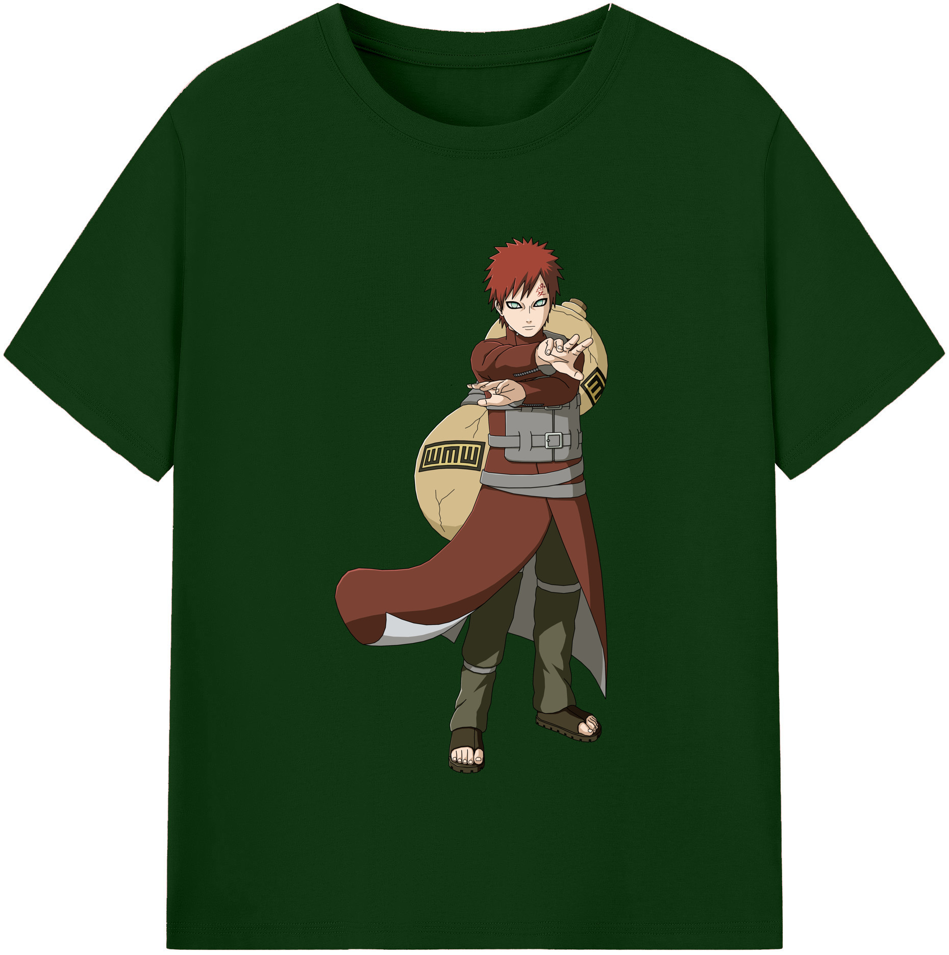 （画像用） NARUTO -ナルト- ガアラ Gaara 綿100％半袖Tシャツ（フロントプリント）